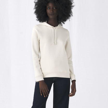 Off White - Close up - B&C Womens-Ladies Organic Hoodie
