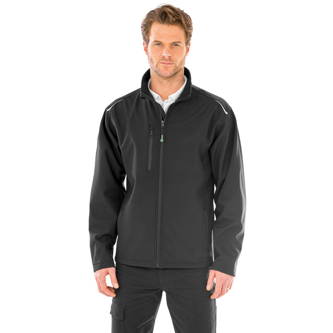 Black - Back - Result Genuine Recycled Mens 3-Layer Softshell Jacket