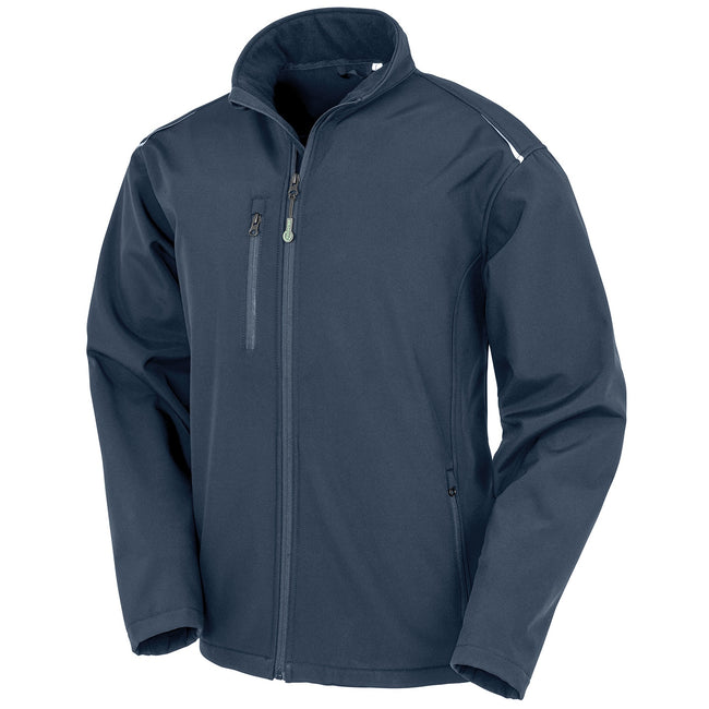 Navy - Front - Result Genuine Recycled Mens 3-Layer Softshell Jacket