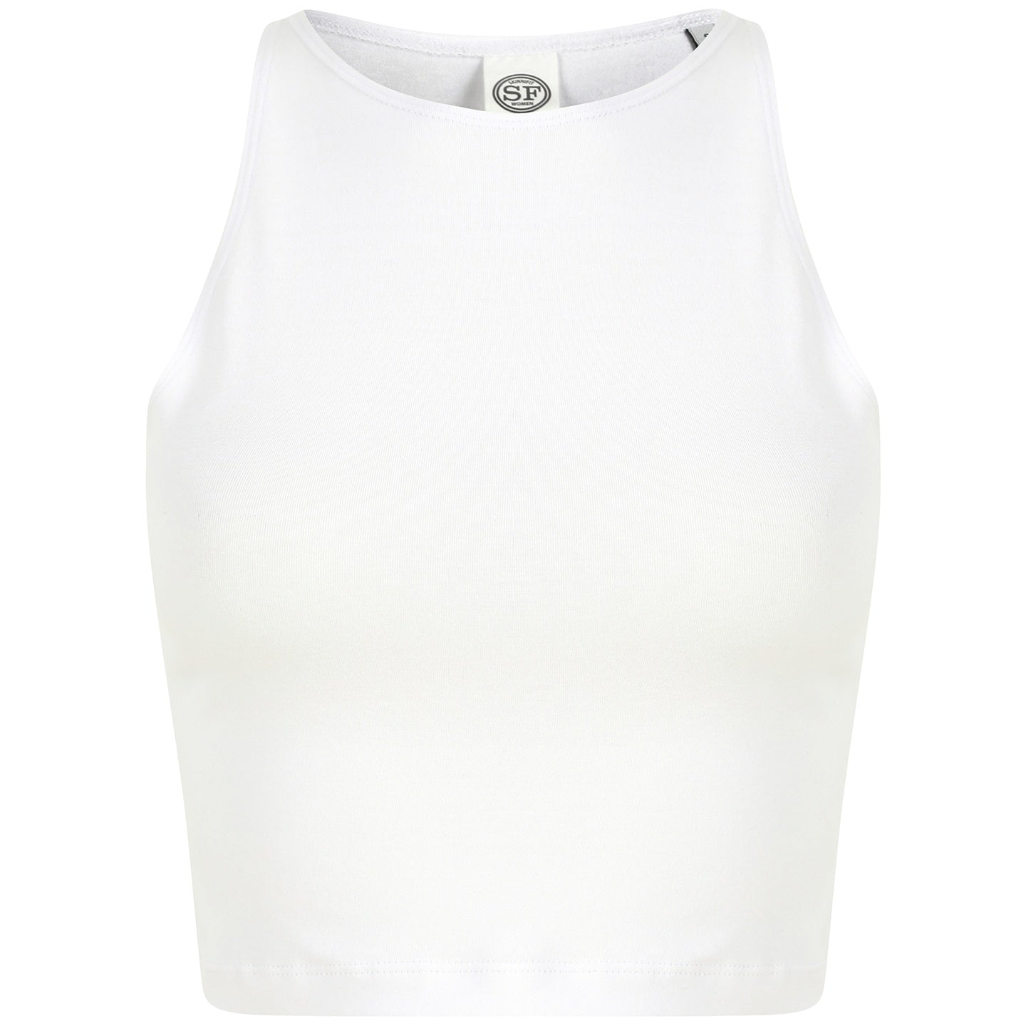 White - Front - SF Womens-Ladies Crop Top