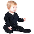 Black - Back - Larkwood Baby Unisex Plain Long Sleeved Sleepsuit