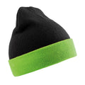 Black-Lime Green - Front - Result Genuine Recycled Unisex Adult Compass Beanie