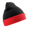 Black-Red - Front - Result Genuine Recycled Unisex Adult Compass Beanie