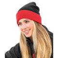 Black-Red - Back - Result Genuine Recycled Unisex Adult Compass Beanie