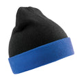 Black-Royal Blue - Front - Result Genuine Recycled Unisex Adult Compass Beanie