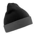 Black-Grey - Front - Result Genuine Recycled Unisex Adult Compass Beanie
