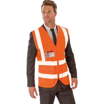 Fluorescent Orange - Side - SAFE-GUARD By Result Unisex Adult Executive Safety Vest