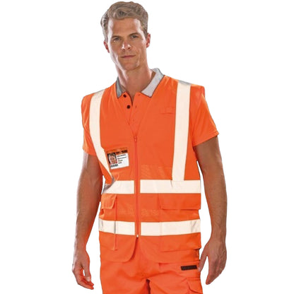 Fluorescent Orange - Lifestyle - SAFE-GUARD By Result Unisex Adult Executive Safety Vest