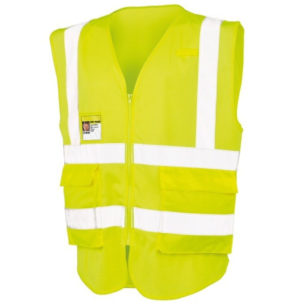 Fluorescent Yellow - Front - SAFE-GUARD By Result Unisex Adult Executive Safety Vest