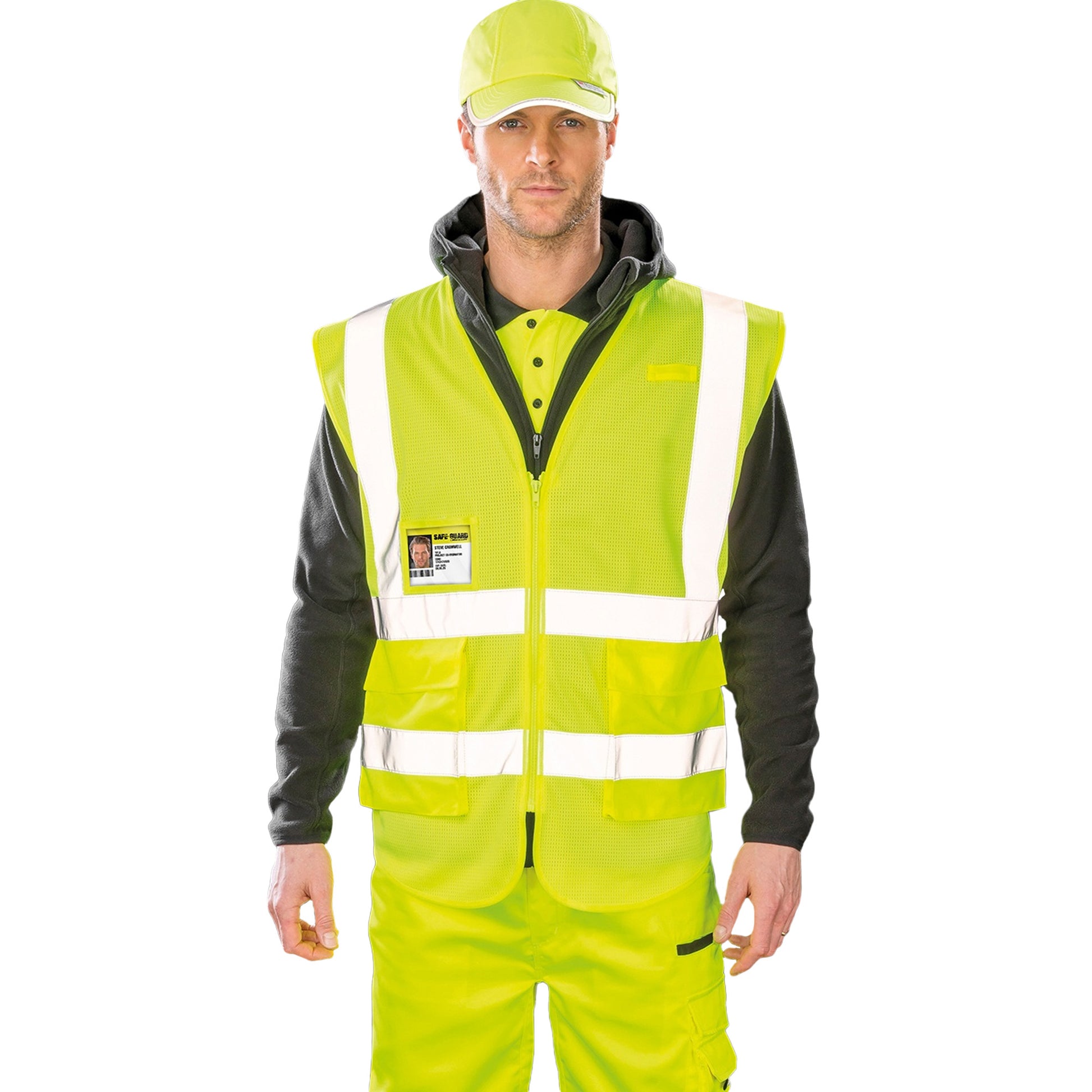 Fluorescent Yellow - Back - SAFE-GUARD By Result Unisex Adult Executive Safety Vest