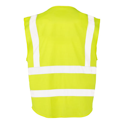 Fluorescent Yellow - Back - SAFE-GUARD By Result Unisex Adult Executive Safety Vest