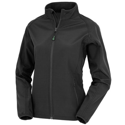 Black - Front - Result Genuine Recycled Womens-Ladies Softshell Printable Jacket