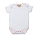 White-Pale Pink - Front - Larkwood Baby Contrast Short Sleeved Bodysuit