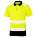 Fluorescent Yellow-Black - Front - Result Genuine Recycled Mens Safety Polo Shirt