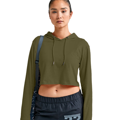 Olive - Side - TriDri Womens-Ladies Cropped Long-Sleeved T-Shirt