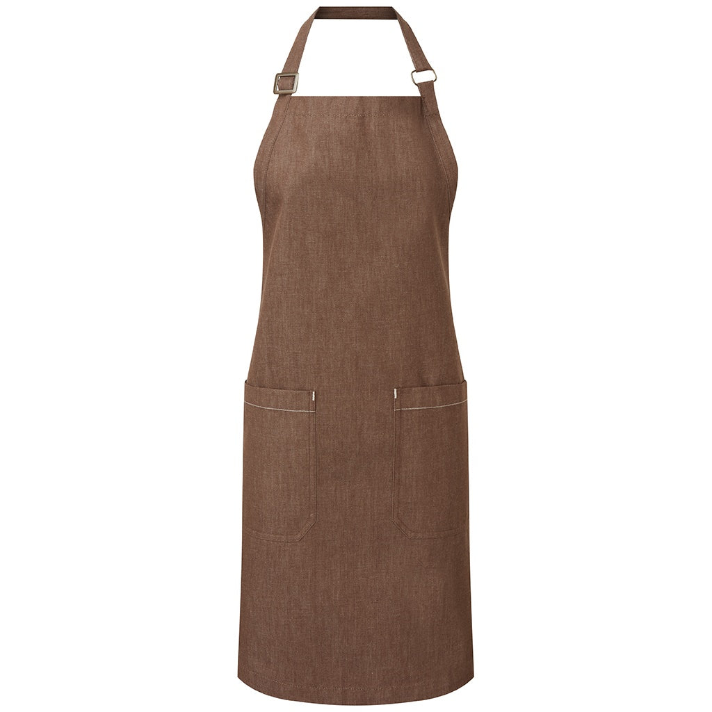 Brown - Front - Premier Unisex Adult Organic Fairtrade Certified Denim Apron