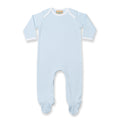 Pale Blue-White - Front - Larkwood Baby Unisex Contrast Long Sleeve Sleep Suit