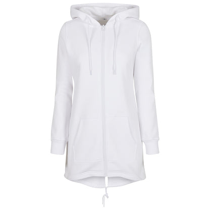 White - Front - Build Your Brand Womens-Ladies Sweat Parka
