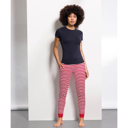 Red-White - Back - Skinni Fit Womens-Ladies Cuffed Lounge Pants