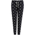 Navy-White - Front - Skinni Fit Womens-Ladies Cuffed Lounge Pants