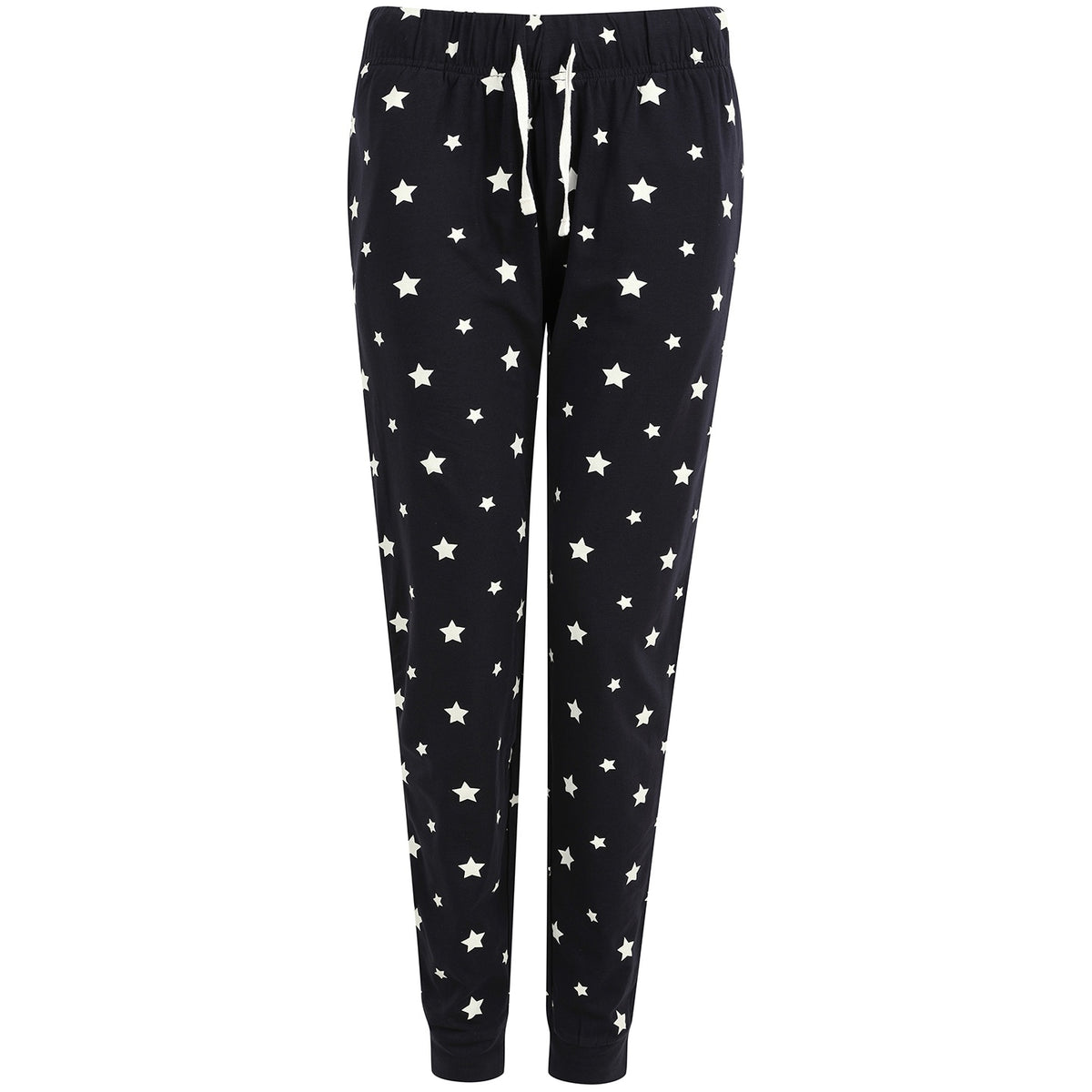 Navy-White - Front - Skinni Fit Womens-Ladies Cuffed Lounge Pants