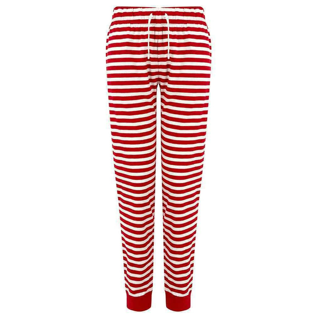 Red-White - Front - Skinni Fit Womens-Ladies Cuffed Lounge Pants