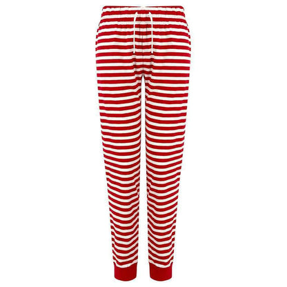 Red-White - Front - Skinni Fit Womens-Ladies Cuffed Lounge Pants
