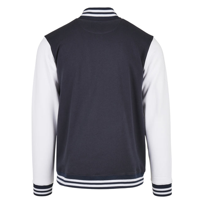 Navy-White - Back - Build Your Brand Mens Basic College Jacket
