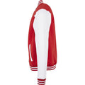 Red-White - Side - Build Your Brand Mens Basic College Jacket