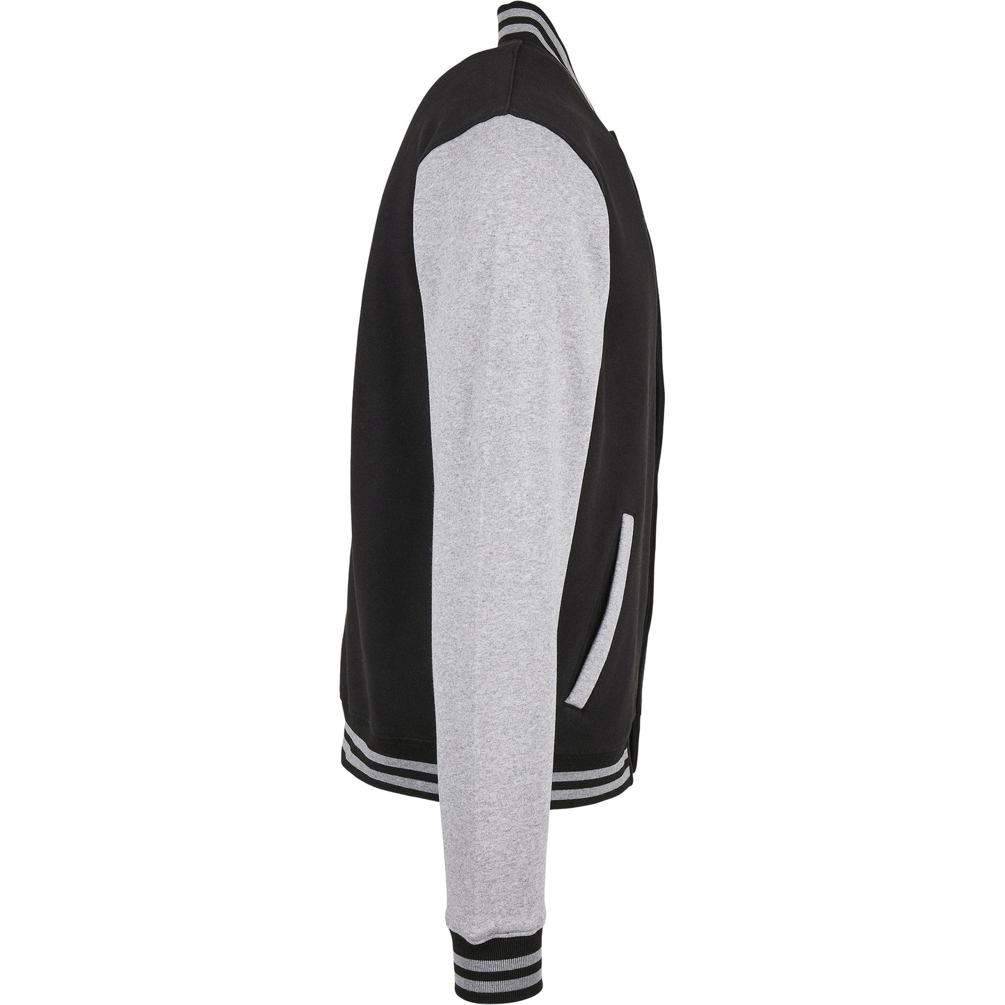 Black-Heather Grey - Lifestyle - Build Your Brand Mens Basic College Jacket