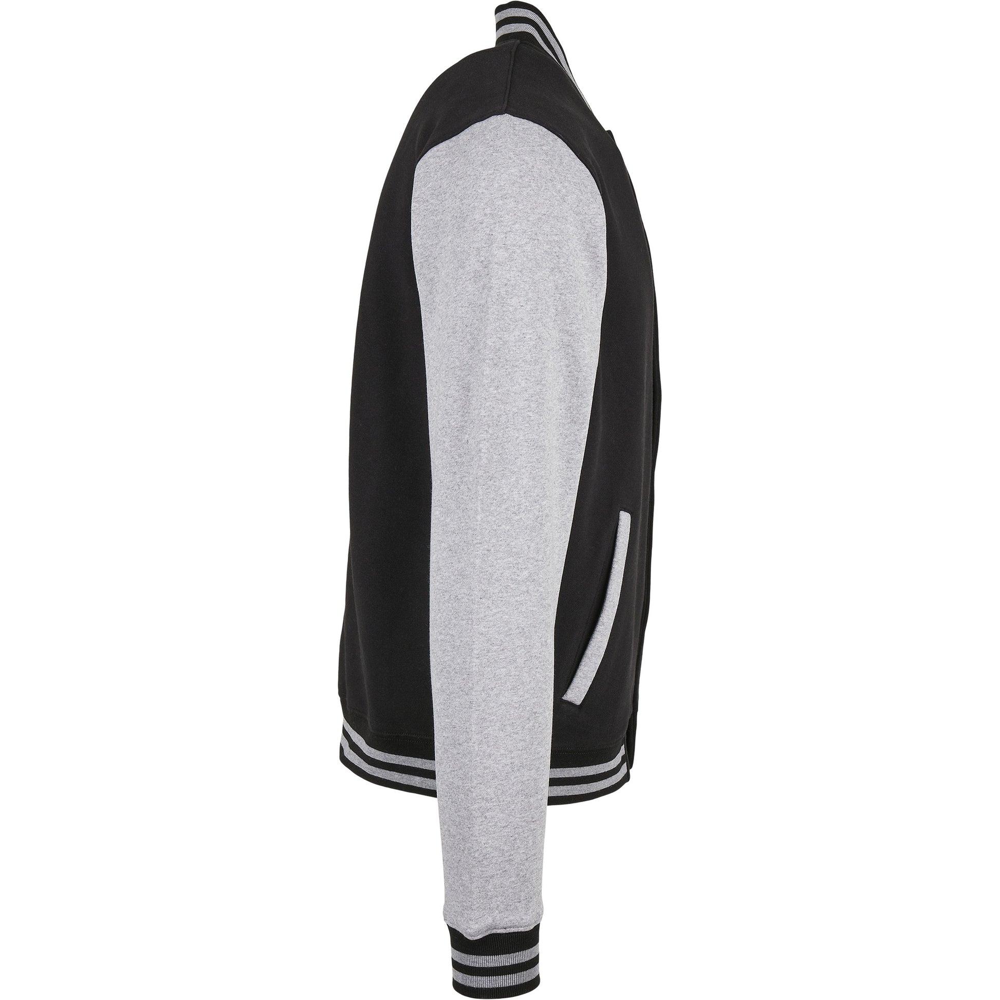 Black-Heather Grey - Lifestyle - Build Your Brand Mens Basic College Jacket