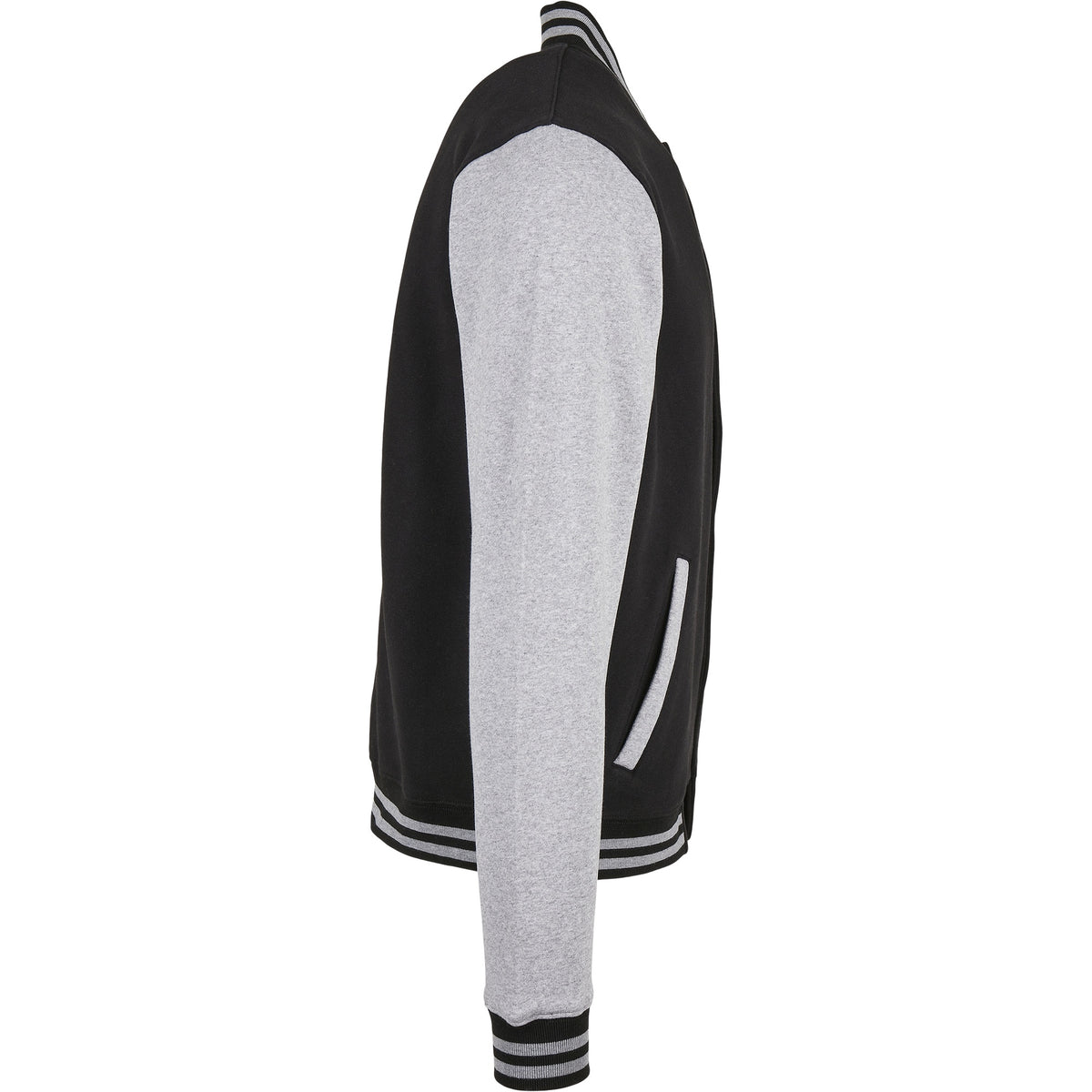 Black-Heather Grey - Lifestyle - Build Your Brand Mens Basic College Jacket