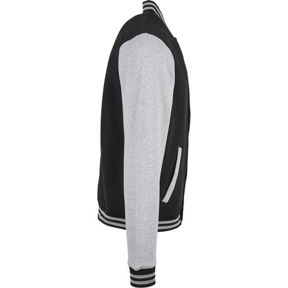 Black-Heather Grey - Lifestyle - Build Your Brand Mens Basic College Jacket