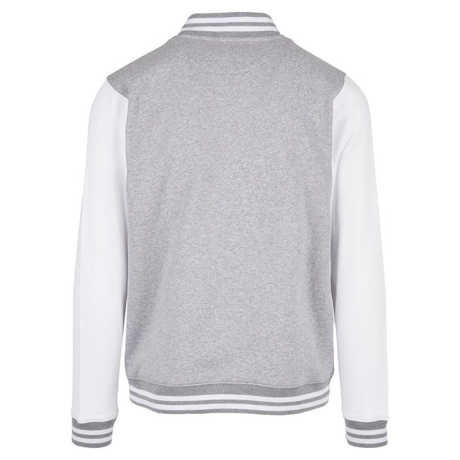 Heather Grey-White - Lifestyle - Build Your Brand Mens Basic College Jacket