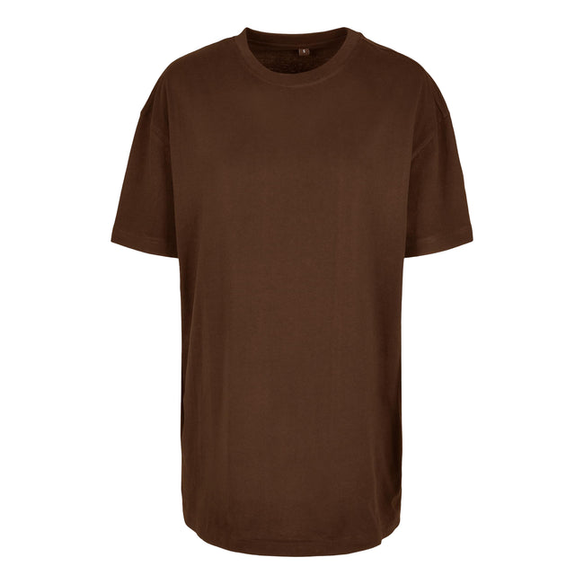 Chocolate Brown - Front - Build Your Brand Womens-Ladies Boyfriend Oversized T-Shirt