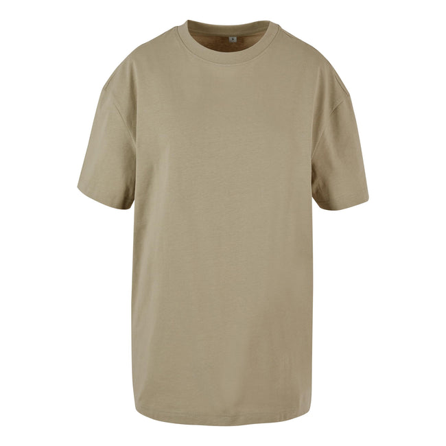 Pale Olive - Front - Build Your Brand Womens-Ladies Boyfriend Oversized T-Shirt
