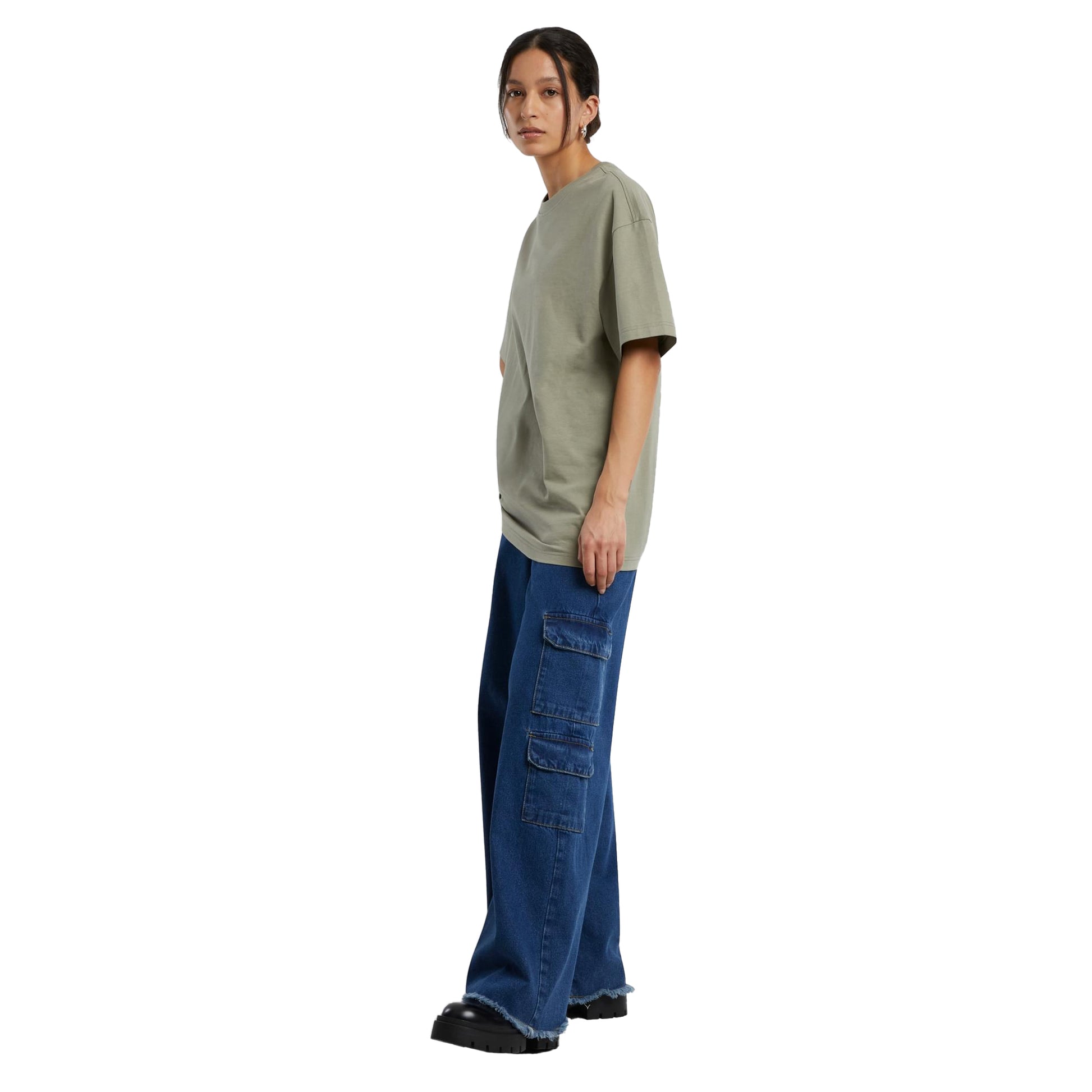 Pale Olive - Lifestyle - Build Your Brand Womens-Ladies Boyfriend Oversized T-Shirt