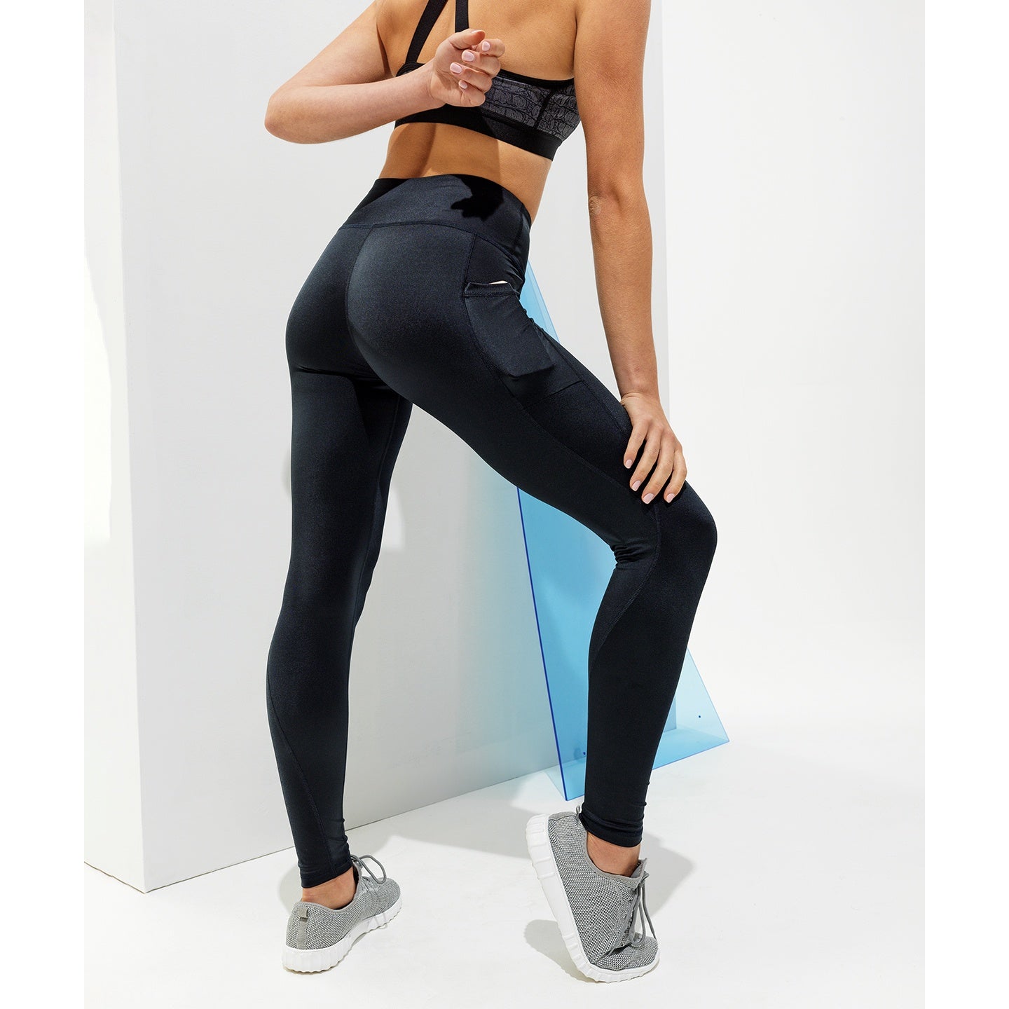 Black - Pack Shot - TriDri Womens-Ladies High Shine Leggings