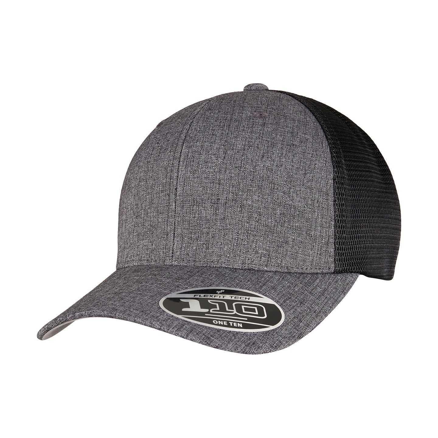 Charcoal-Black Melange - Front - Flexfit Unisex Adult 110 Mesh Two Tone Cap