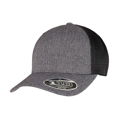 Charcoal-Black Melange - Front - Flexfit Unisex Adult 110 Mesh Two Tone Cap