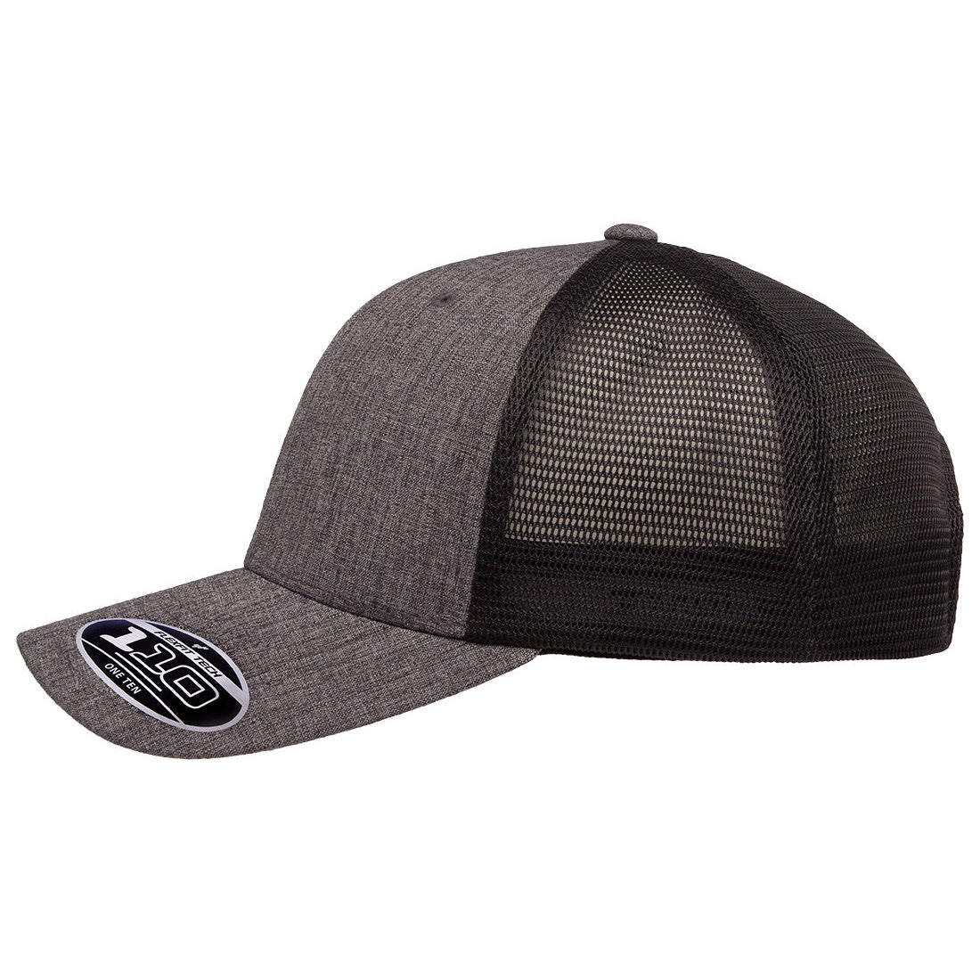 Charcoal-Black Melange - Side - Flexfit Unisex Adult 110 Mesh Two Tone Cap