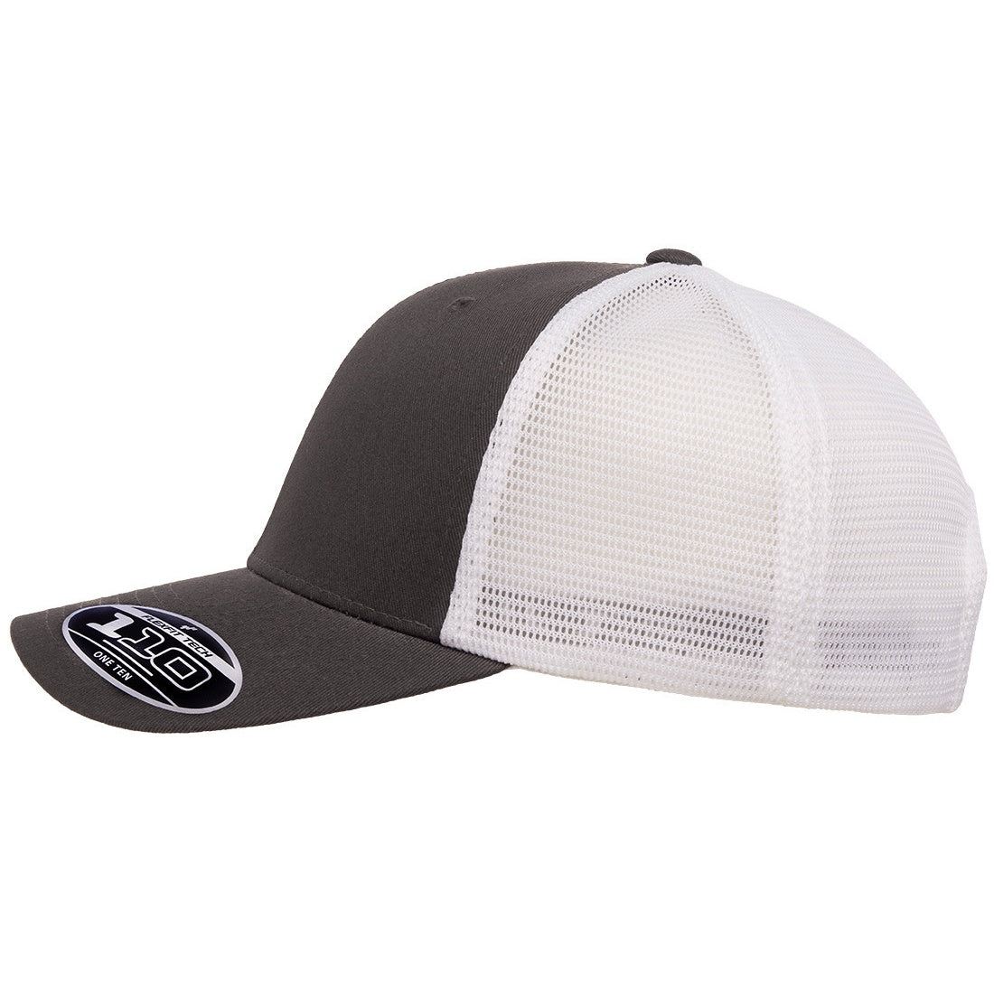 Charcoal-White - Side - Flexfit Unisex Adult 110 Mesh Two Tone Cap