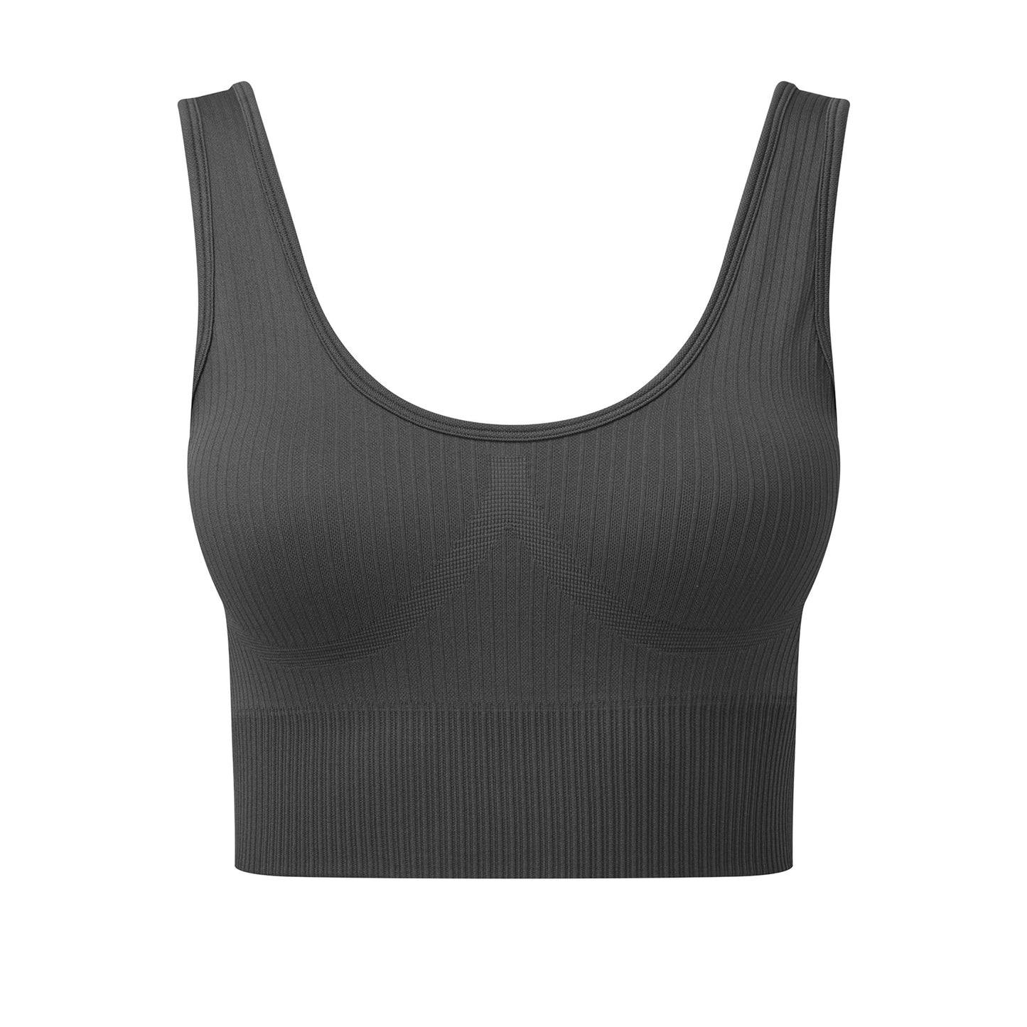 Charcoal - Front - TriDri Womens-Ladies Multisport Ribbed Seamless 3D Bra