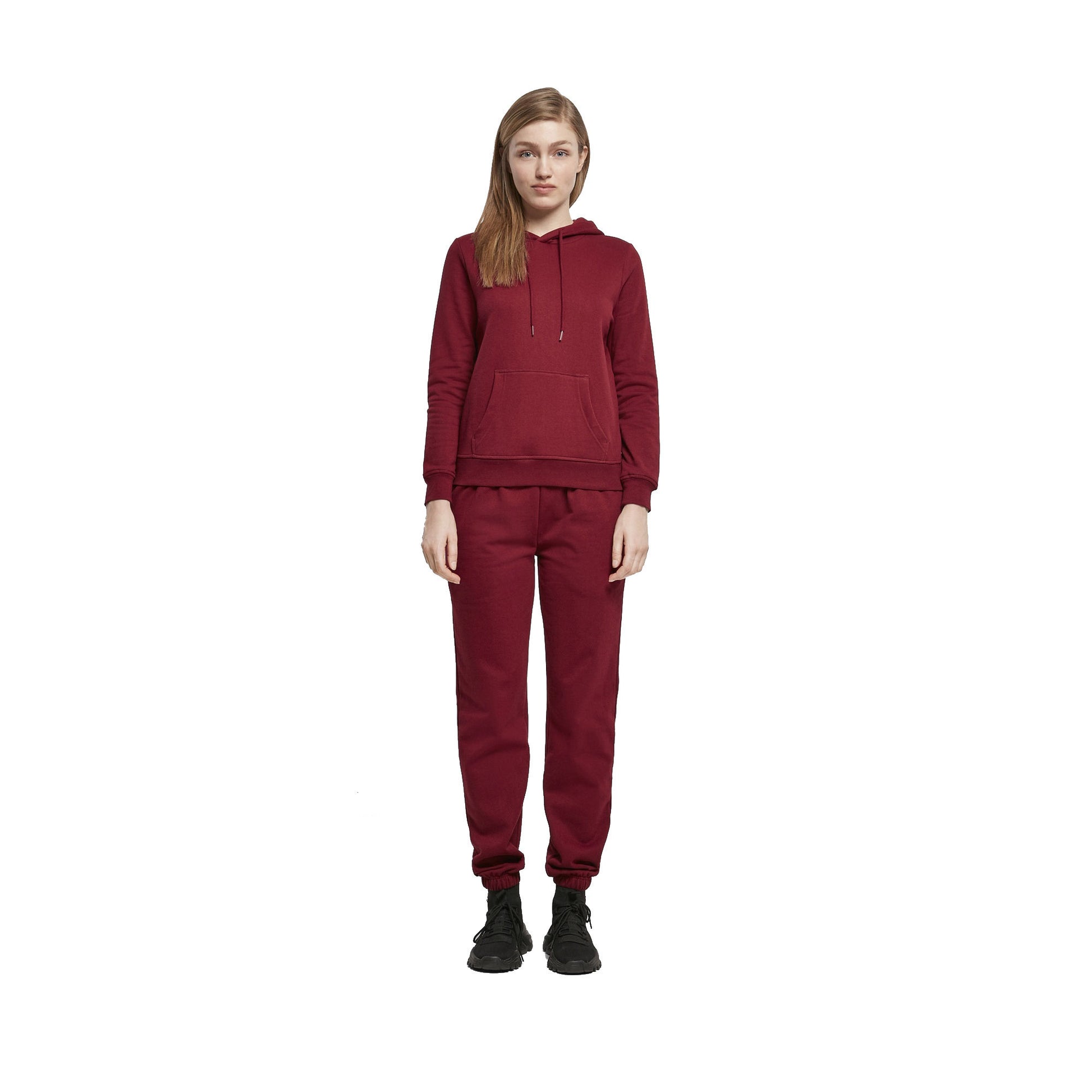 Burgundy - Side - Build Your Brand Womens-Ladies Basic Hoodie