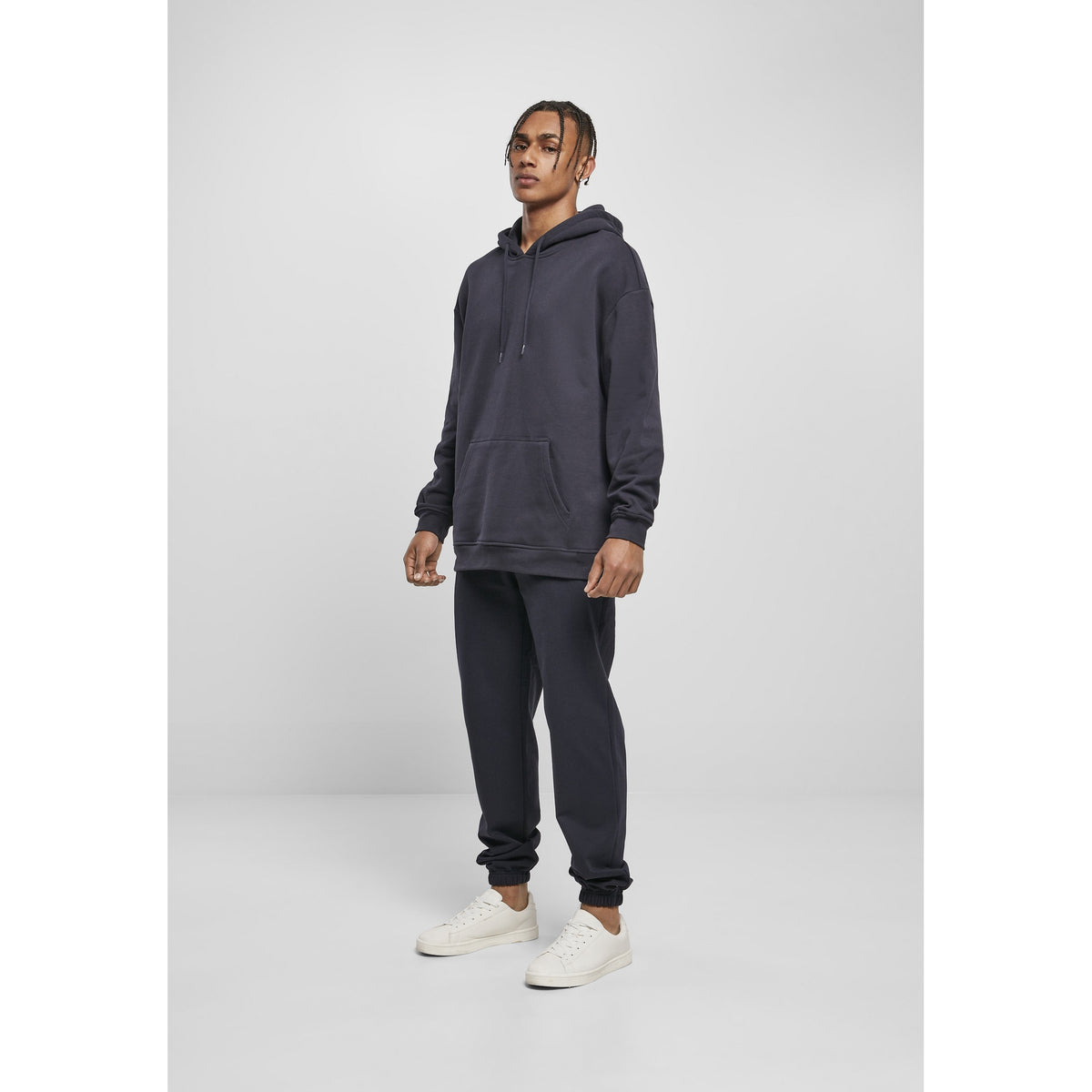 Navy - Back - Build Your Brand Mens Basic Oversized Hoodie