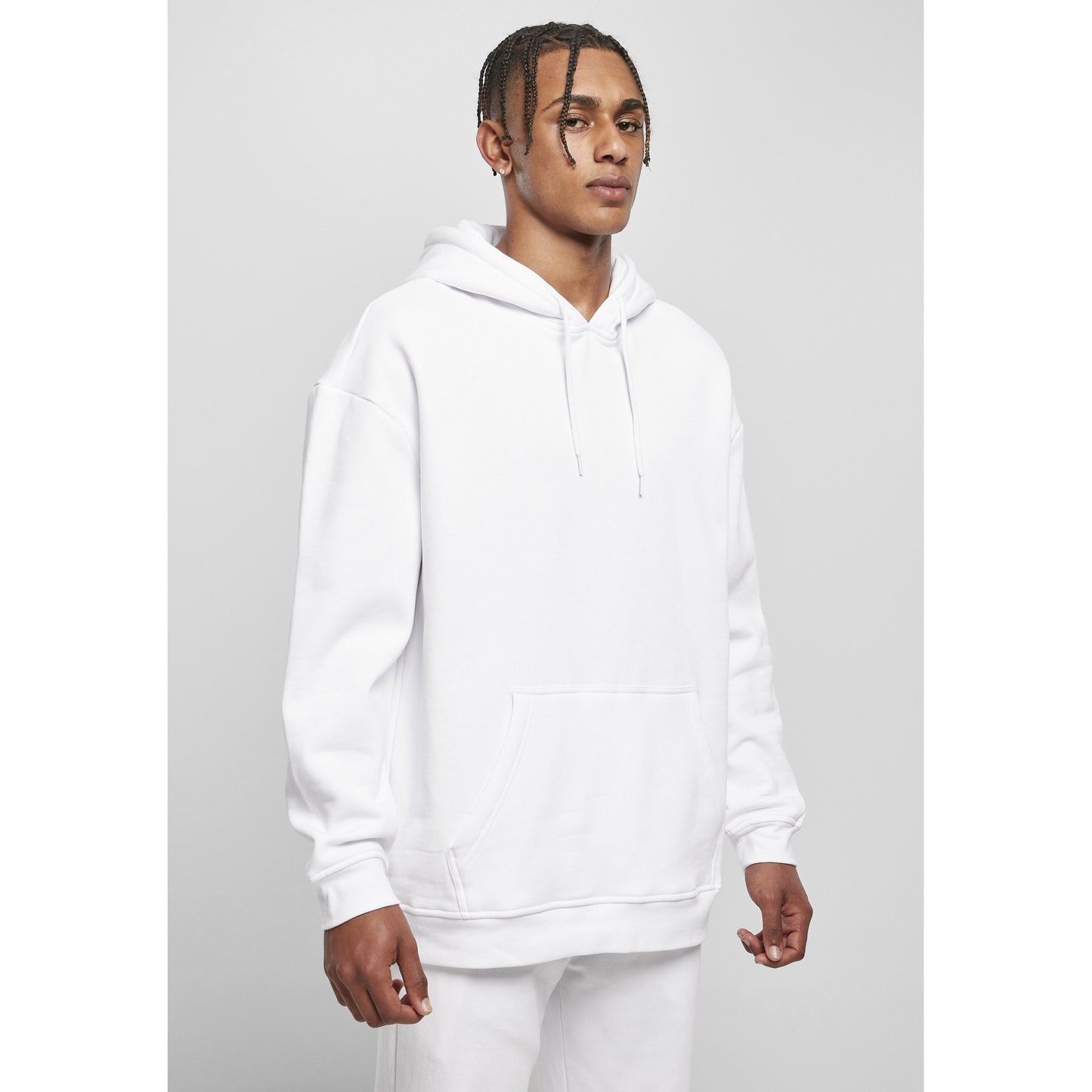 Heather Grey - Close up - Build Your Brand Mens Basic Oversized Hoodie