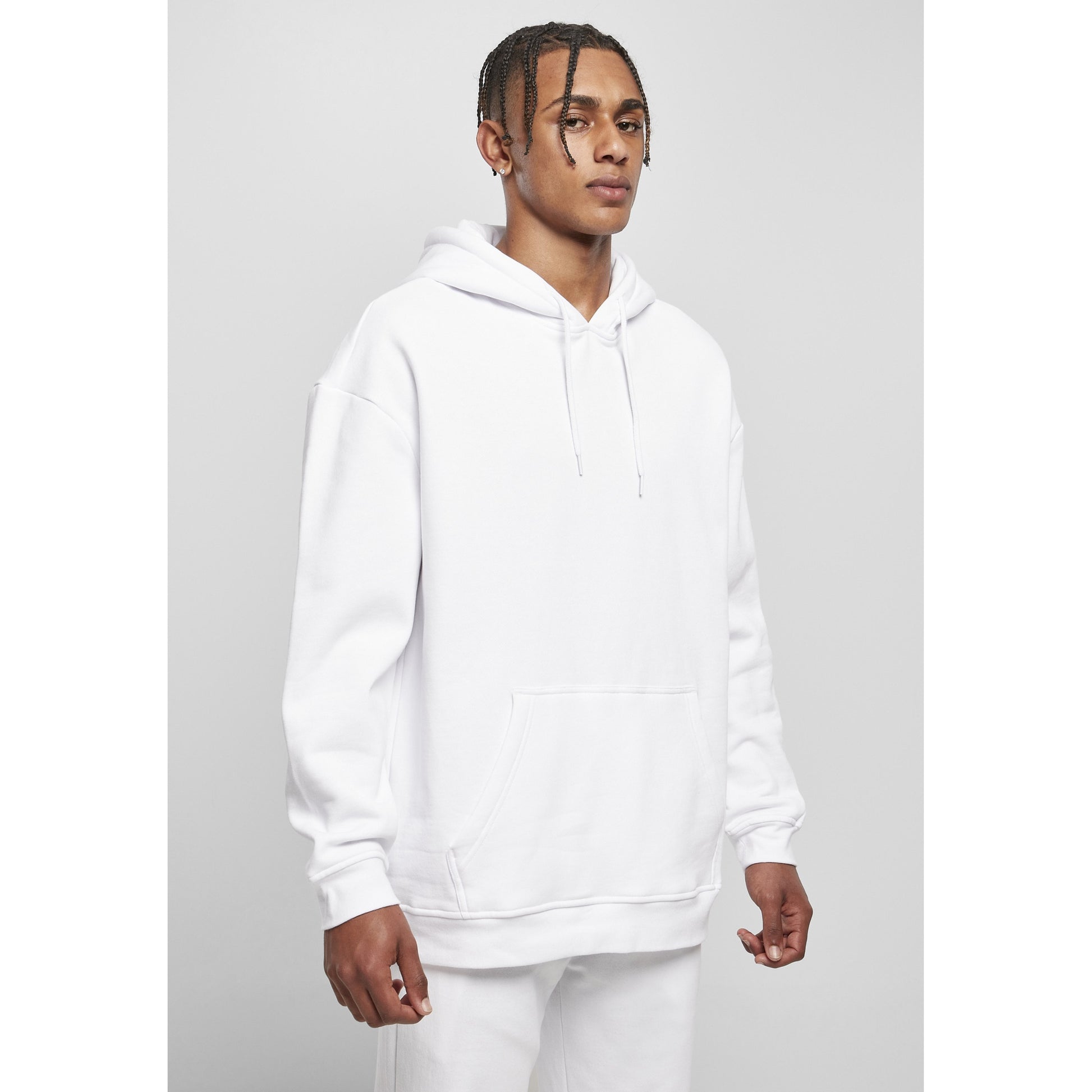 Heather Grey - Close up - Build Your Brand Mens Basic Oversized Hoodie