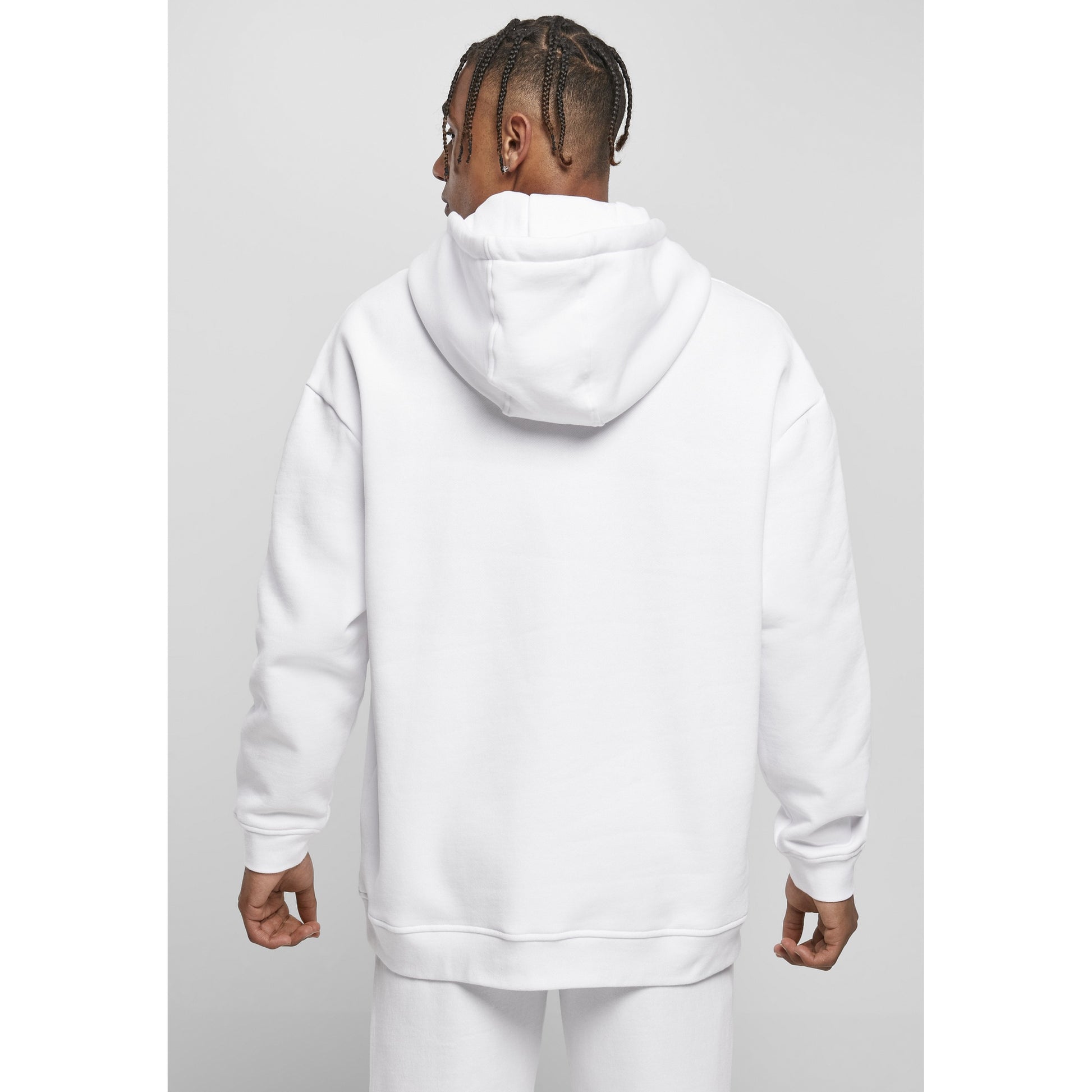 White - Lifestyle - Build Your Brand Mens Basic Oversized Hoodie