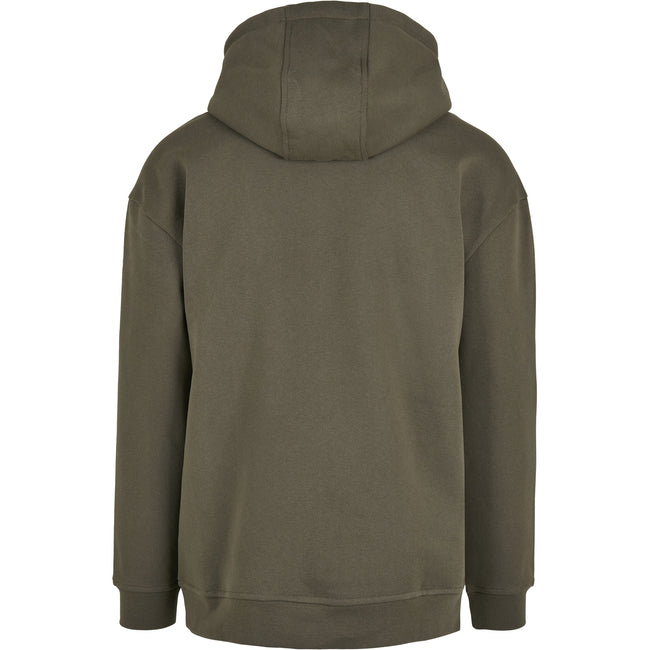 Olive - Close up - Build Your Brand Mens Basic Oversized Hoodie