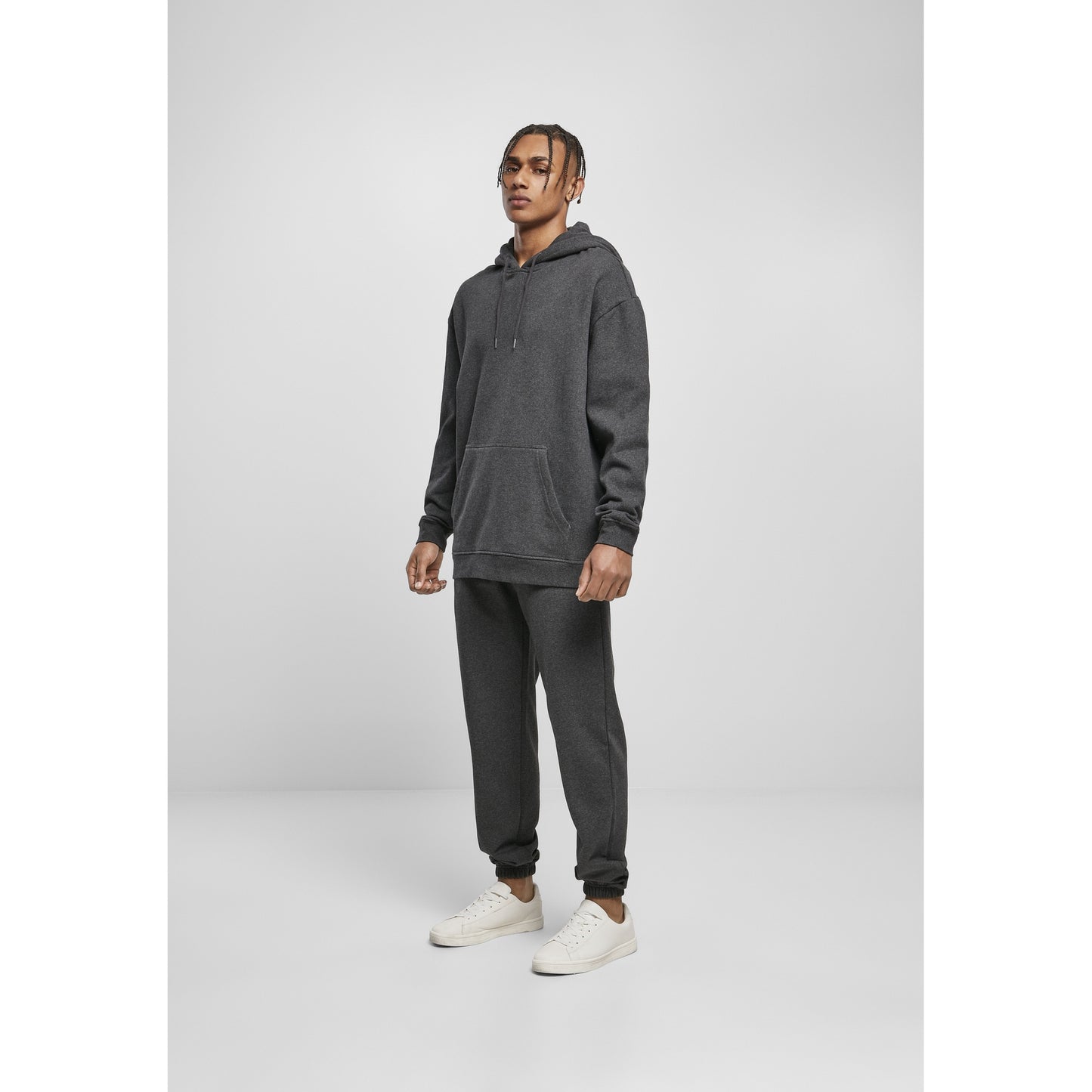 Charcoal - Back - Build Your Brand Mens Basic Oversized Hoodie
